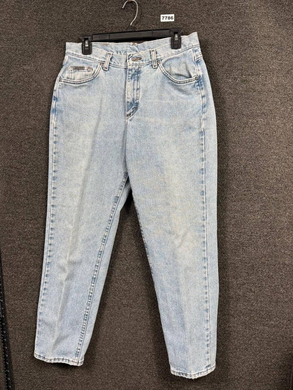 VTG Lee Riveted Jeans Womens 12 Blue Straight High-Rise Classic Denim 32x28 Y2K